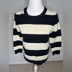 J. Crew Black and Cream Striped Sweater